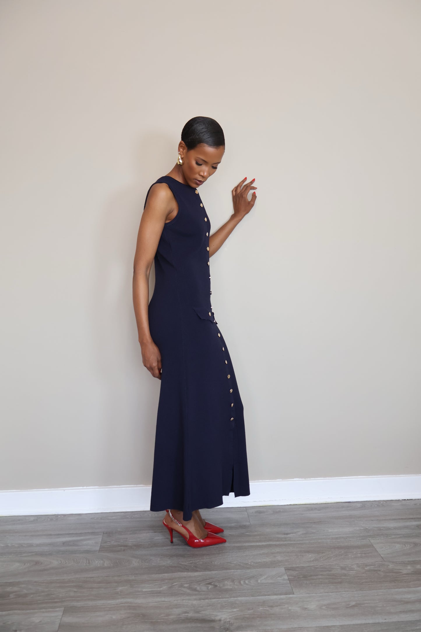 Button-Up Knit Dress