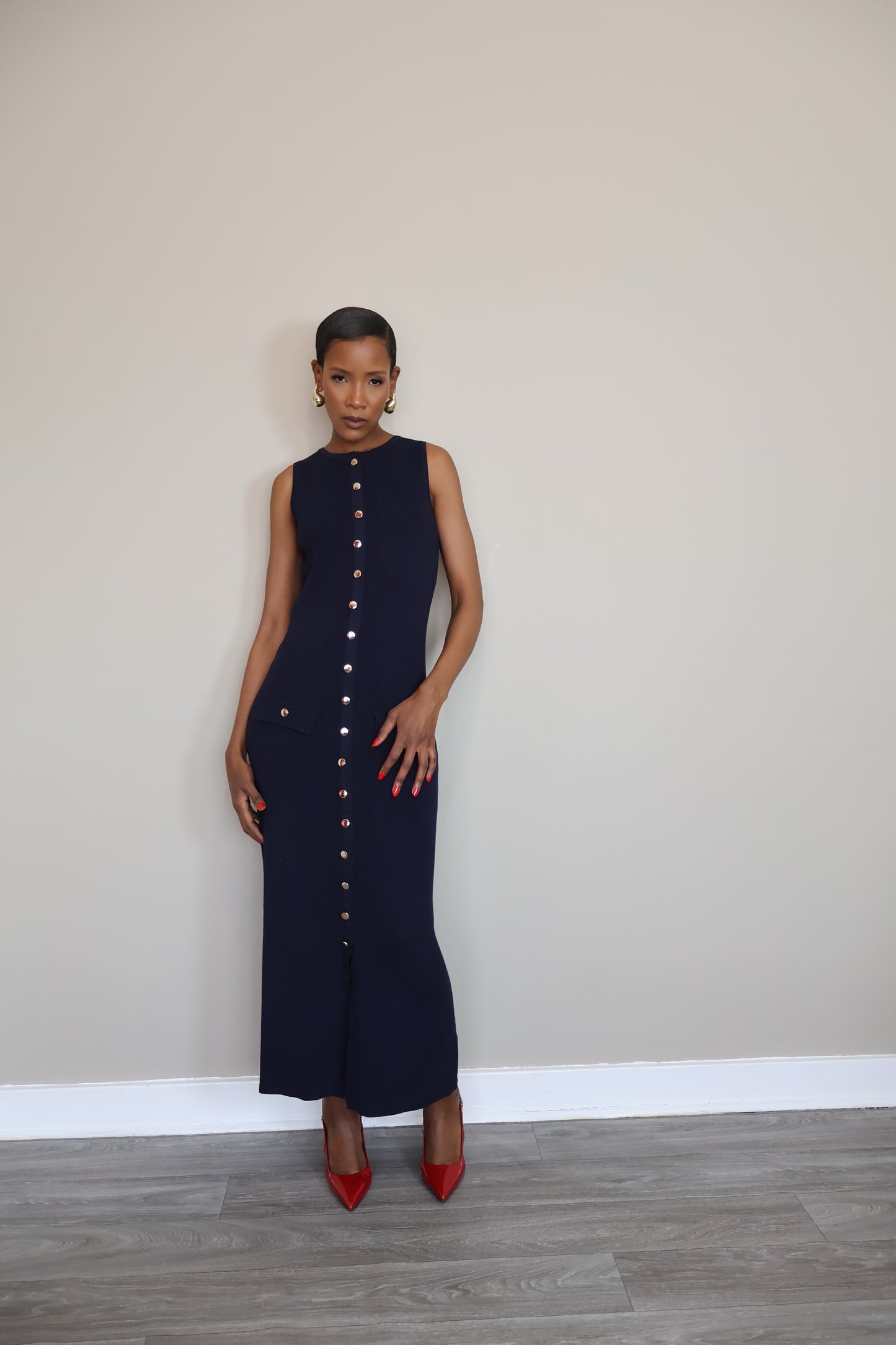 Button-Up Knit Dress
