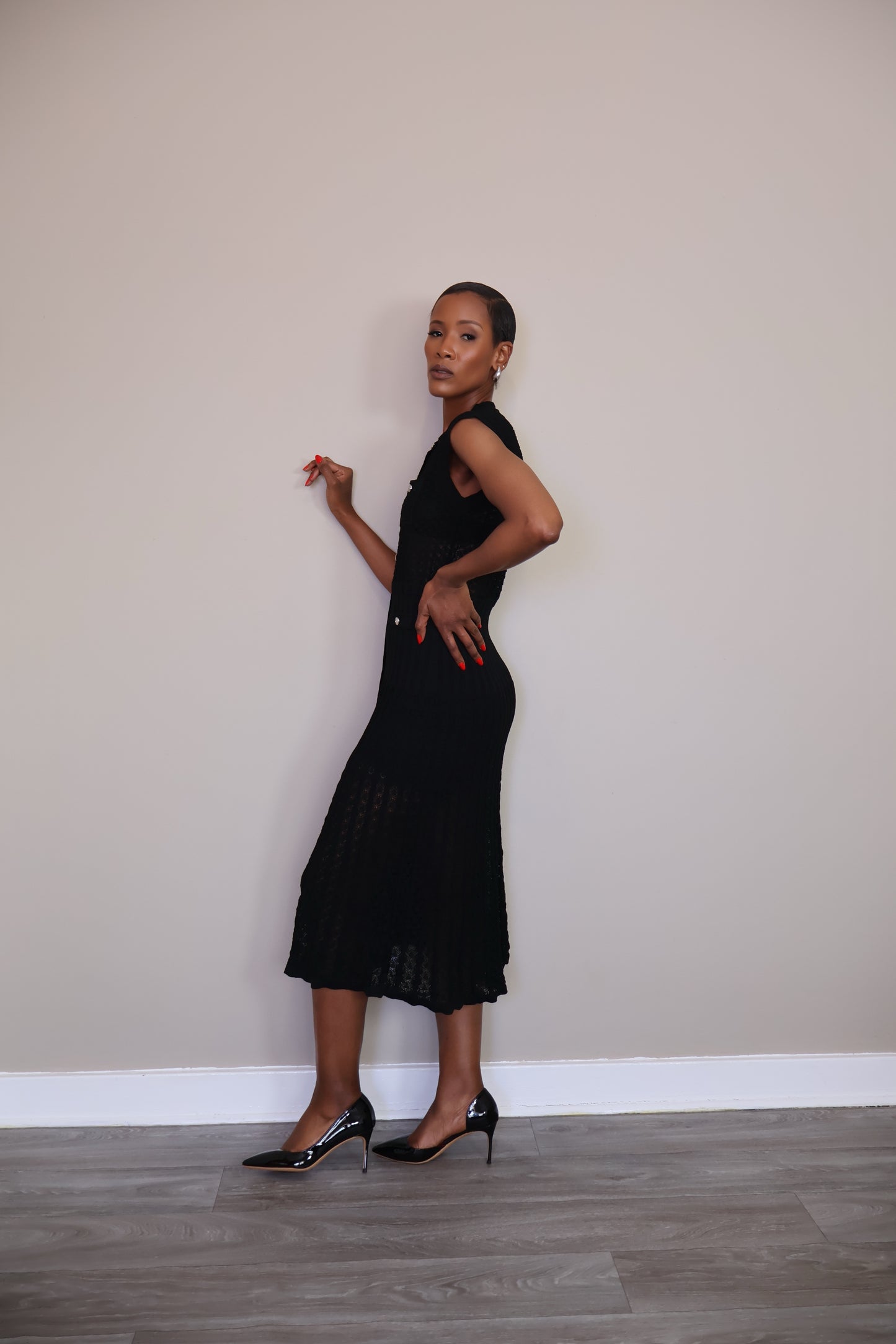 Button-Up Crochet Midi Dress