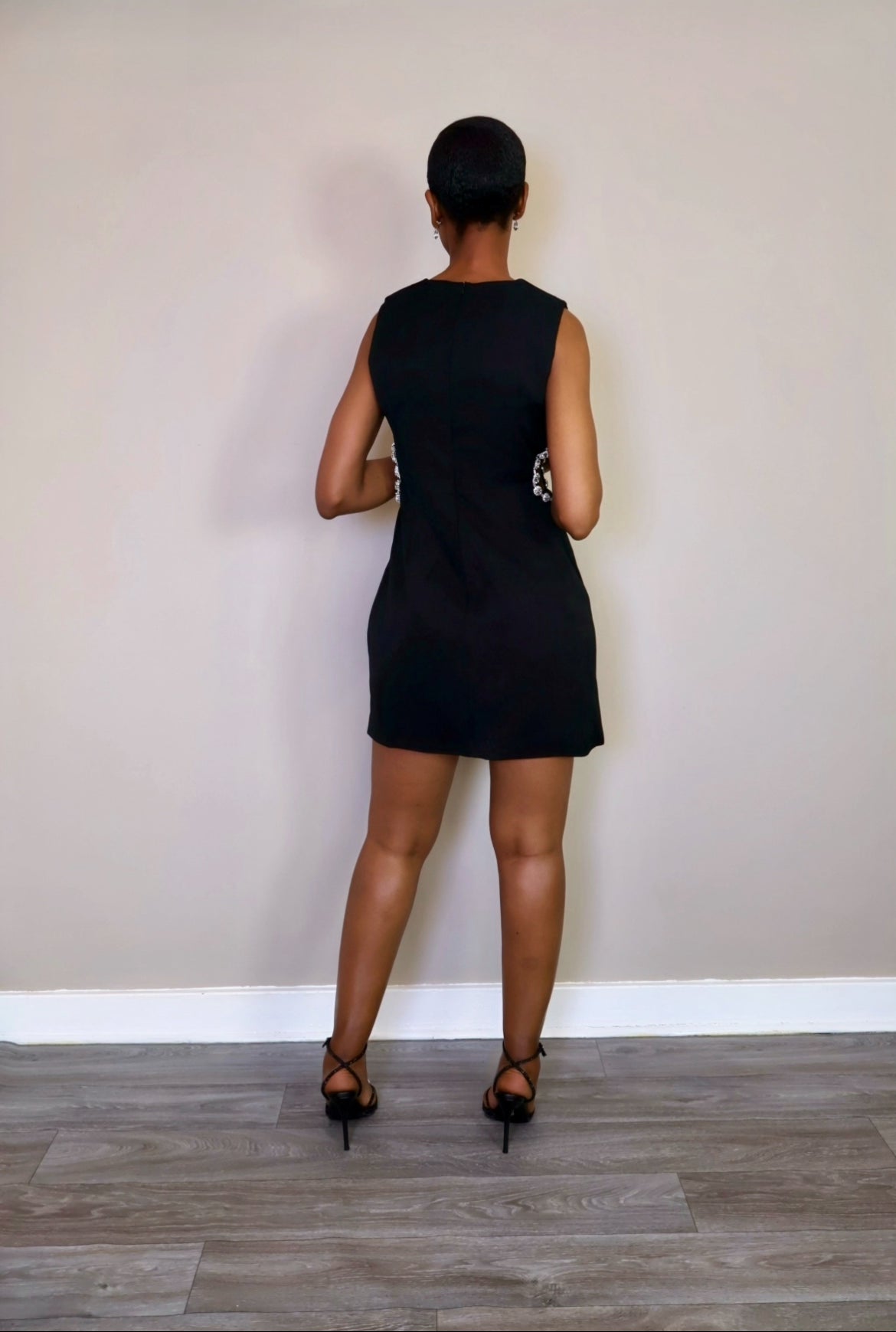 Embellished Cut-Out Mini Dress