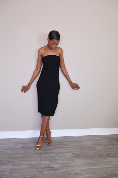 Sleek Strapless Midi Dress