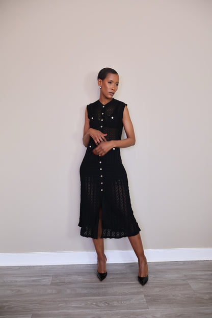 Button-Up Crochet Midi Dress