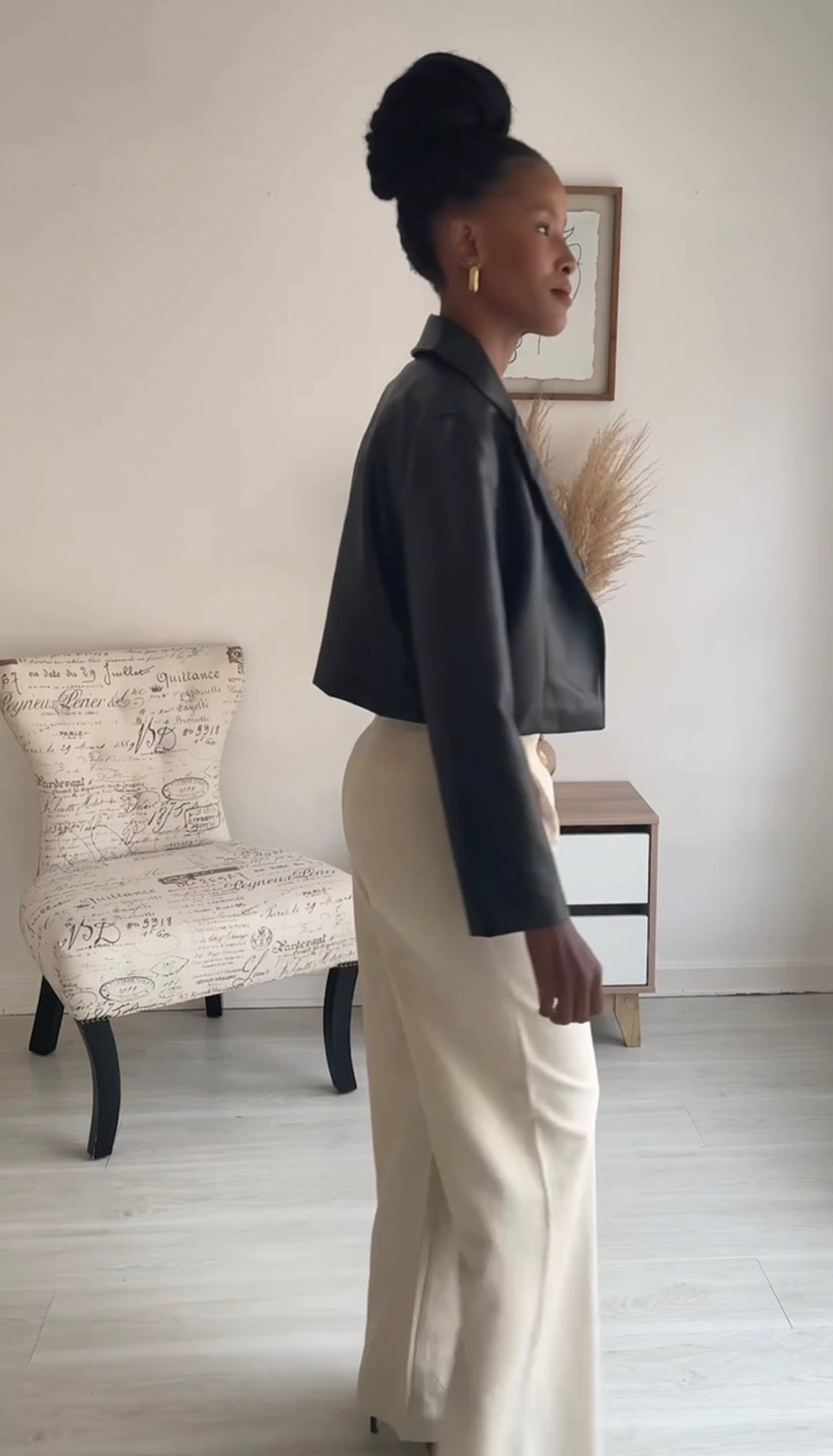 Leather Crop Blazer (PU Leather)
