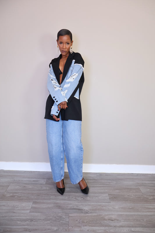 Statement Denim and Black Blazer