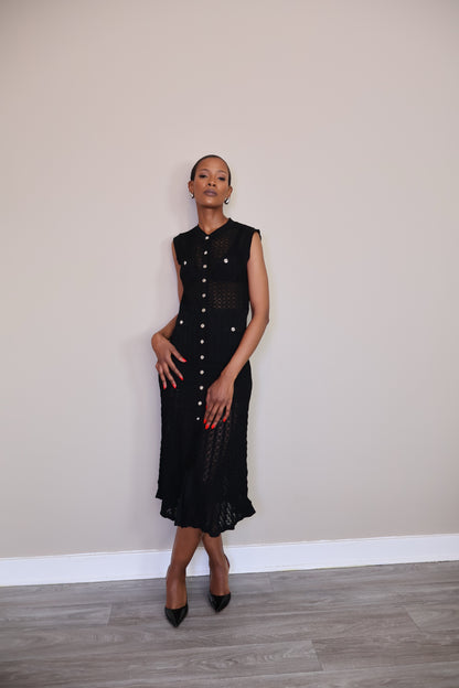 Button-Up Crochet Midi Dress