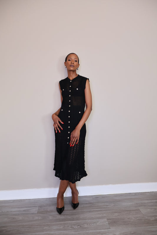 Button-Up Crochet Midi Dress