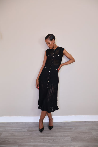 Button-Up Crochet Midi Dress