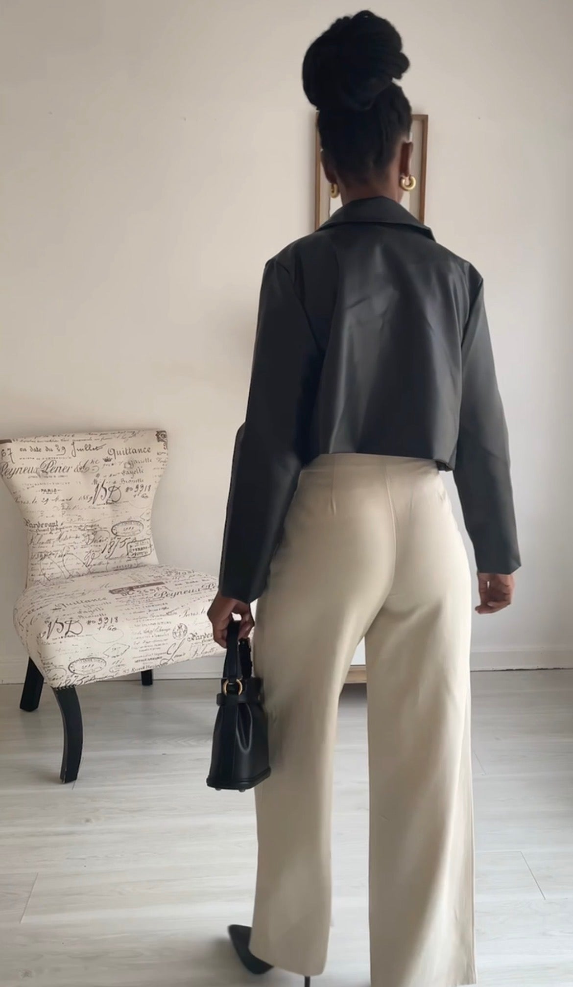 Leather Crop Blazer (PU Leather)