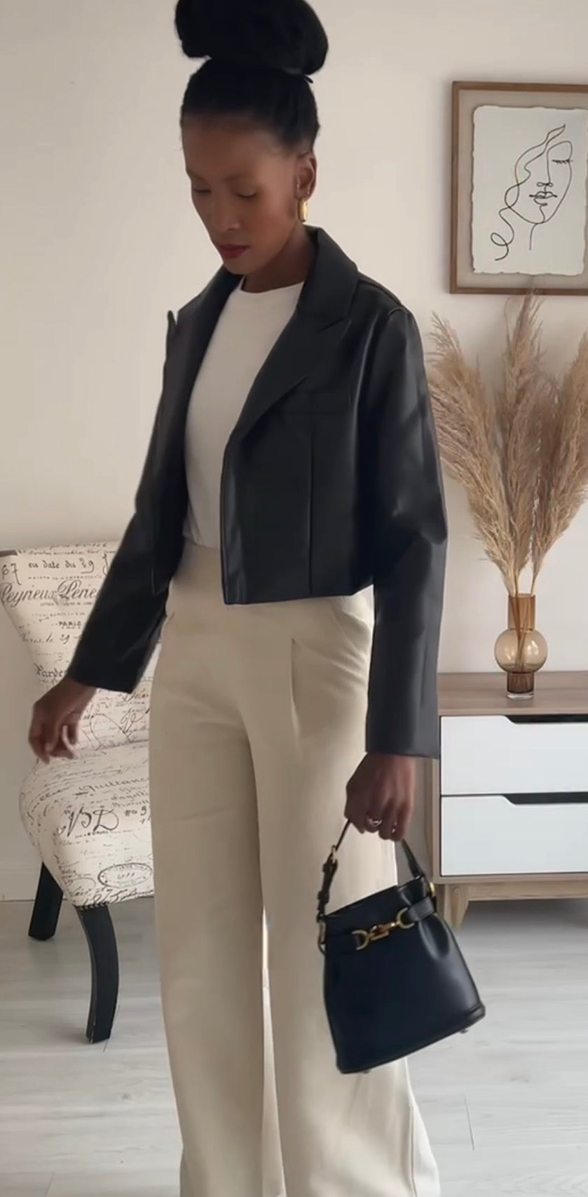Leather Crop Blazer (PU Leather)
